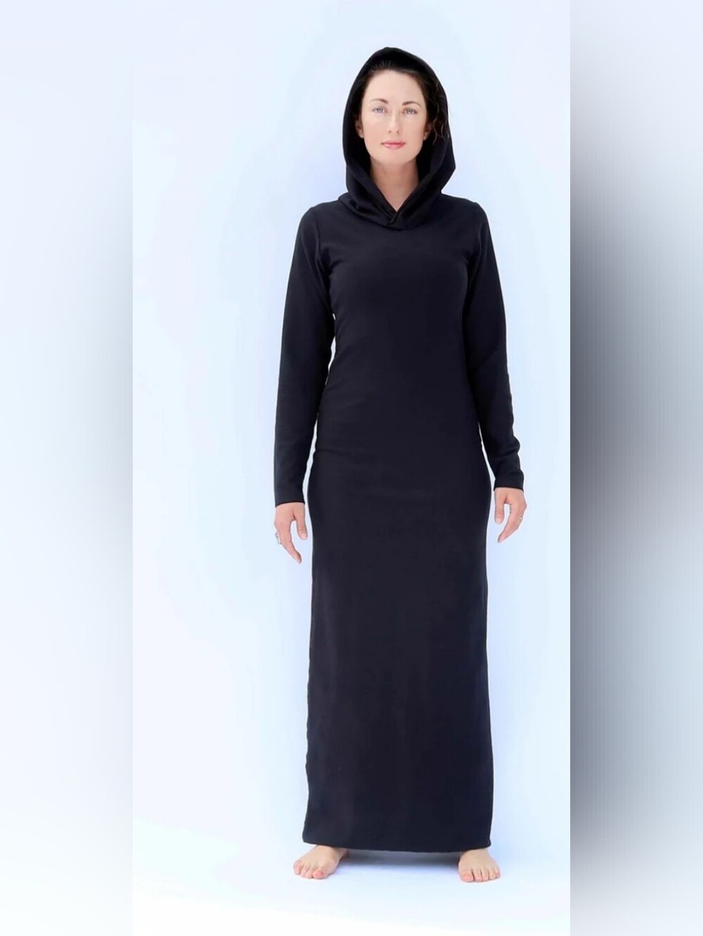 Black Long Sleeve Maxi Dress - Minimalist Women’s Dress